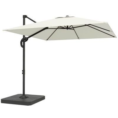 Outsunny Cantilever Parasol UPF50+ Tilt Cream White 2.4x2.4m