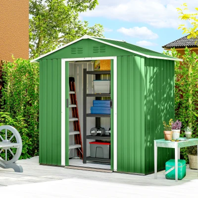 Outsunny Metal Garden Storage Shed Green 6.5x3.5ft