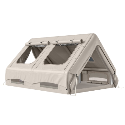 Outsunny Inflatable Camping Tent 4 Season Waterproof Khaki