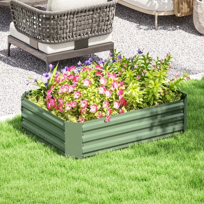 Outsunny Wysokie łóżko ogrodowe ze stali, donica, kwietnik, 120 cm