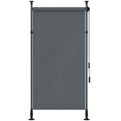 Outsunny Wolnostojąca Markiza, Regulowana Długość, Montaż Bez Wiercenia, Rama z Aluminium, 1,5 x 2,2-3,1 m, Ciemnoszary