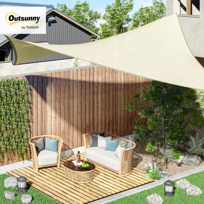 Outsunny Rectangular Shade Sail 3 x 4 m High-Density Polyethylene UV Protection With Storage Bag - Cream