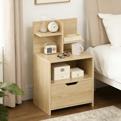 HOMCOM Table de Nuit Bois avec Rangement 45x35x73cm