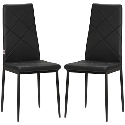 HOMCOM Set 2 Chaises Modernes Similicuir Noir Dossier Haut