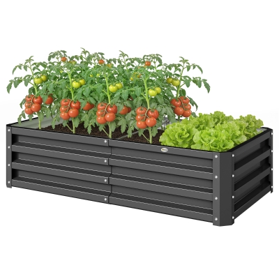 Outsunny Carré Potager Rectangulaire Acier Gris 120x60x30,5 cm