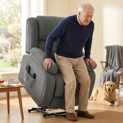 HOMCOM Fauteuil Releveur Massage Chauffant Inclinable avec Repose-pied