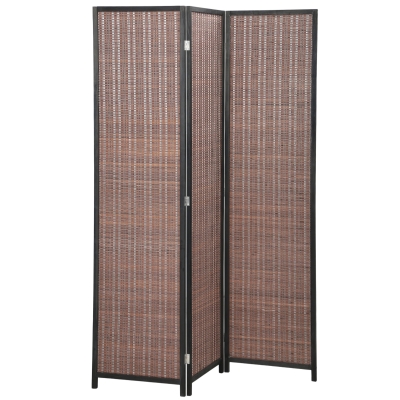 HOMCOM Paravent Bois Pliable 3 Panneaux 135x180cm Marron