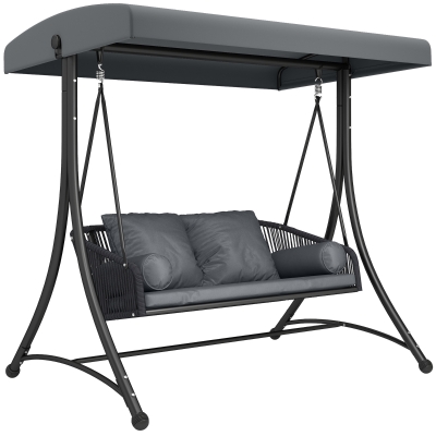 Outsunny Dondolo in rattan 178cm x 120cm x 172cm Grigio scuro