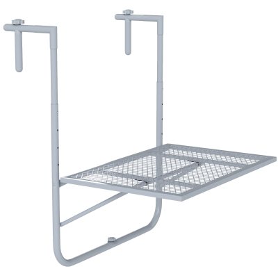 Outsunny Balkonhängetisch klappbar 4-fach höhenverstellbarer Hängetisch aus Metall wetterfest Balkontisch 60x40 cm Grau