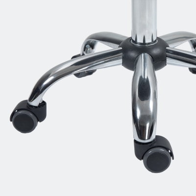 HOMCOM Rolling stool massage stool - 360° swivel work stool - seat adjustable 49-64H cm, ergonomic backrest - chrome metal black synthetic upholstery