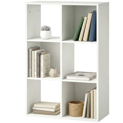 HOMCOM Étagère 3 Niveaux Rangement Pied Salon Bureau Blanc