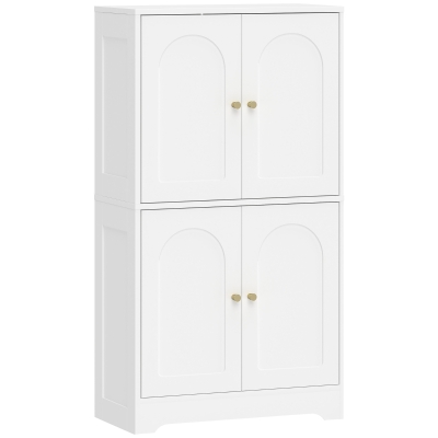 HOMCOM Armoire Cuisine 4 Portes 2 Étagères Réglables Blanc 110cm