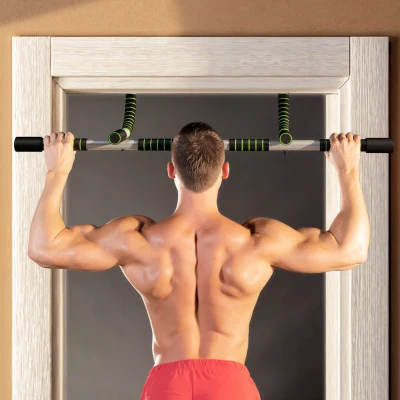 HOMCOM Doorway Pull-Up Bar Green for Home Fitness
