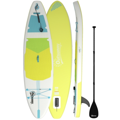 Outsunny Tabla de Paddle Surf Hinchable 320 cm, con Superficie Antideslizante Remo de Aluminio Ajustable Quilla Bomba y Mochila