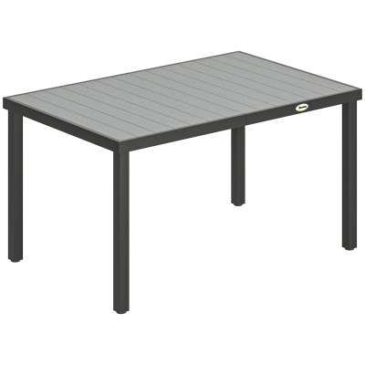Outsunny Mesa de Comedor de Jardín para 6 Personas con Superficie de Listones Estructura de Acero 140x90x74 cm Gris