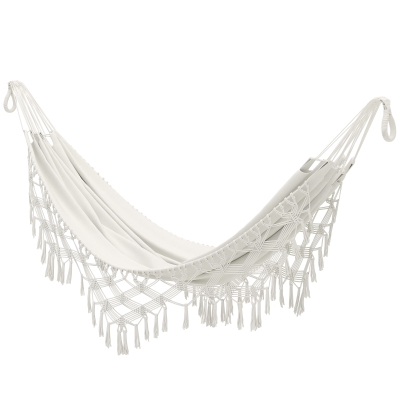 Outsunny Hamac Bohème Extérieur XL 288x150cm Beige avec Sac