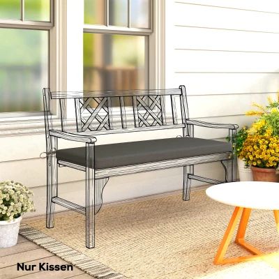 Outsunny Wodoodporna poduszka na ławkę, poduszka na zewnątrz ze zdejmowanym pokrowcem i paskami mocującymi, na ogród i taras, 110 x 46 cm, ciemnoszara