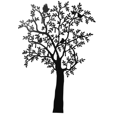 HOMCOM Wieszak ścienny, Wieszak na płaszcze montowany na ścianie, Design drzewa z ptakami, Czarny