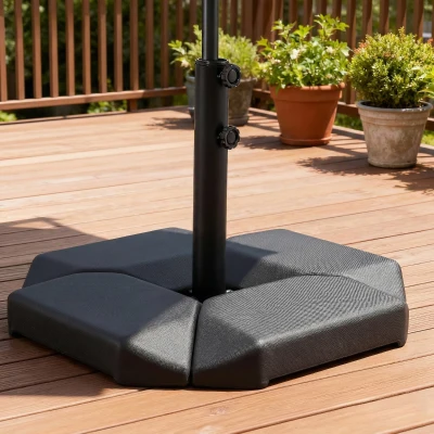 Outsunny Base para Sombrilla de 4 Piezas, para Cantilever Soporte para Parasol de HDPE Rellenable con Agua 77 kg o Arena 100 kg