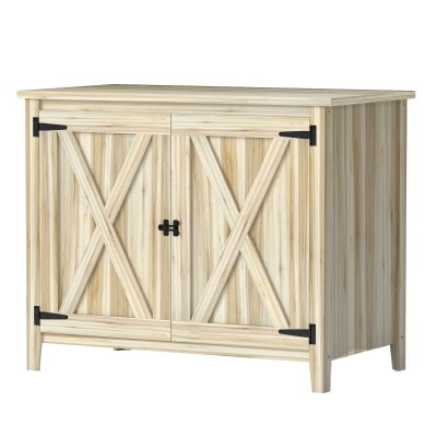 Outsunny Armoire de Jardin Bois Naturel avec Étagères 110x60x88.5cm