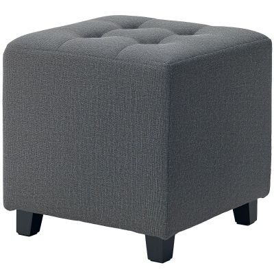 HOMCOM Ottoman Tissu Lin Gris 35x35x35cm avec Poche Latérale