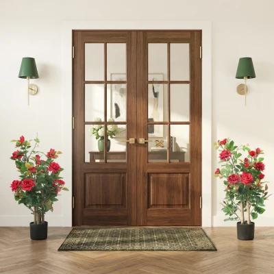 HOMCOM Artificial Rose Tree Set of 2, 90cm, Red