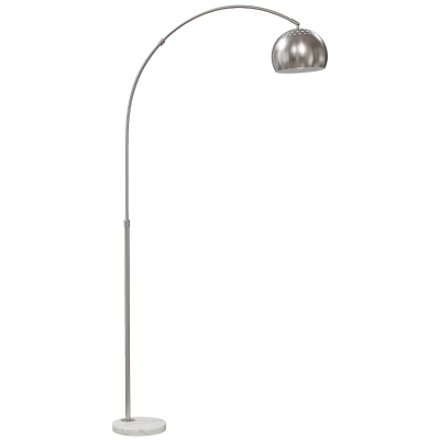 HOMCOM Modern Arc Floor Lamp Faux Marble Base Silver