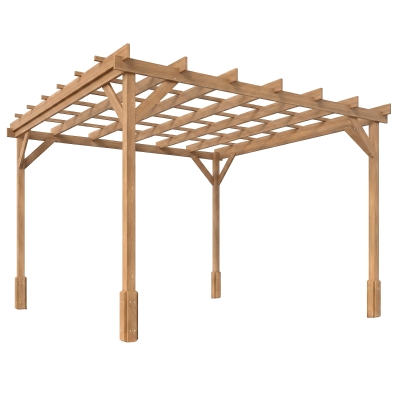 Outsunny Wooden Pergola Garden Gazebo 3x3m Dark Brown