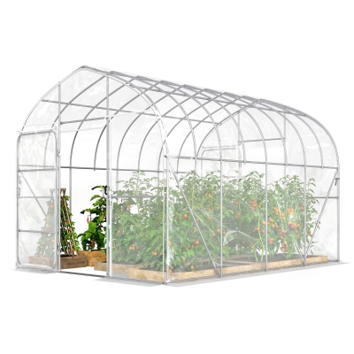 Outsunny Serre Tunnel Transparente PO 2 Portes Structure Optimisée