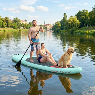 Outsunny Tabla de Paddle Surf Hinchable 320 cm, con Superficie Antideslizante Remo de Aluminio Ajustable Quilla Bomba y Mochila