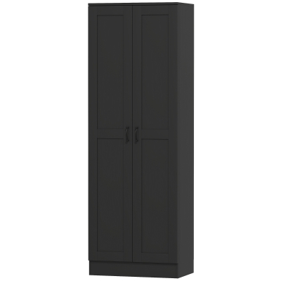 HOMCOM Armoire 2 Portes 4 Étagères Contemporain Noir 175H