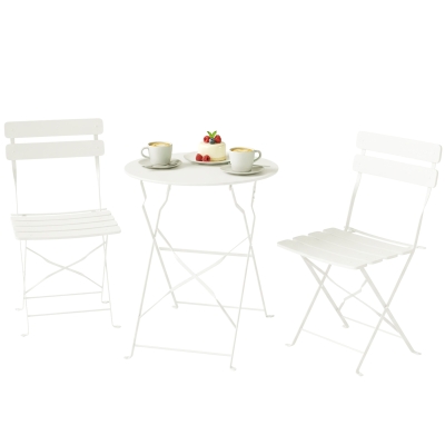 Outsunny Ensemble Bistro 3 Pièces Table et 2 Chaises Blanc Crème