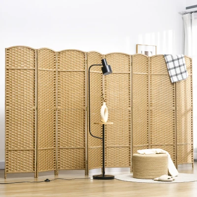 HOMCOM Séparateur Pliable 8 Pièces Bois Naturel Salon/Bureau