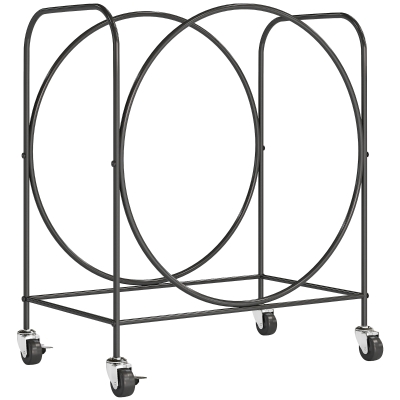 Outsunny Leñero Exterior Metálico de Chimenea Soporte para Leña con Ruedas para Interior y Exterior 51x30x60 cm Negro