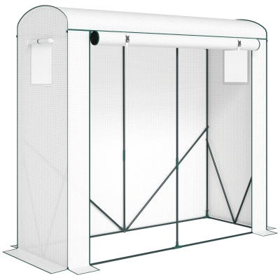Outsunny Mini Greenhouse with Roll-Up Door PE Cover White
