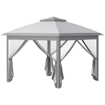 Outsunny Pop Up Canopy Tent Grey 330x330cm with Mesh Sides