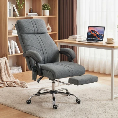 Vinsetto Massage Office Chair with Footrest Heated Grey