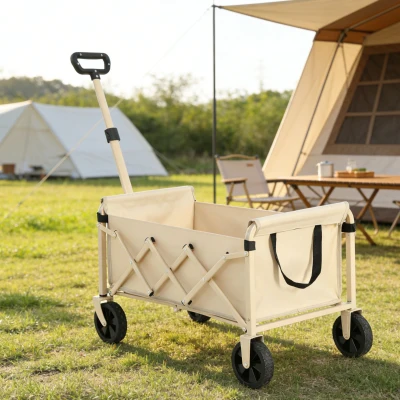Faltbarer Strand- und Gartenwagen, für Camping, Einkaufen, 66 x 41 x 44,5 cm, Beige
