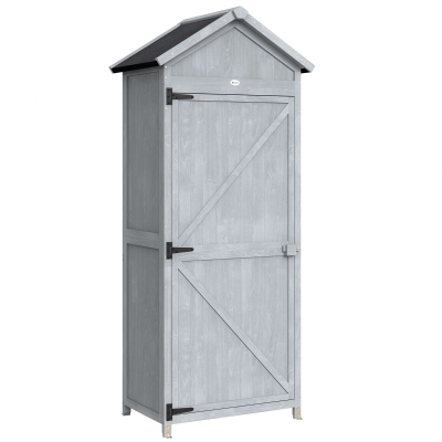Outsunny Casetta da Giardino Impermeabile con Mensole, Grigio