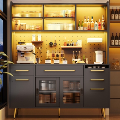 Modern Sideboard with App-Controlled LED Lighting and Music Mode, 145L x 39W x 171H cm, Black