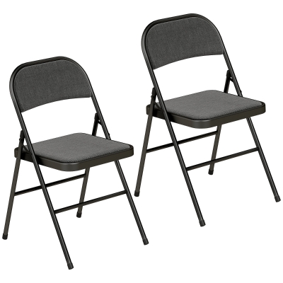 HOMCOM Set de 2 scaune pliante pentru sufragerie, portabile, cadru din oțel dim. 45l x 46P x 78H cm negru