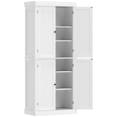 HOMCOM Mobile Cucina a 6 Ripiani Regolabili e 2 Ante Legno Bianco