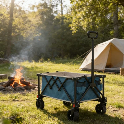 Faltbarer Bollerwagen, für Camping, Einkaufen, 77 x 48 x 45 cm, Blau