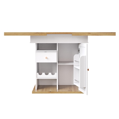 Extendable Dining Table with Telescopic 2-Sided Extension, 110-140L x 80W x 75H cm, White