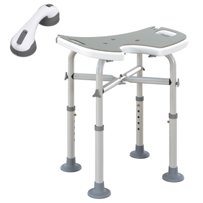 HOMCOM Padded Shower Stool 'U' Seat 39-51.5cm Grey