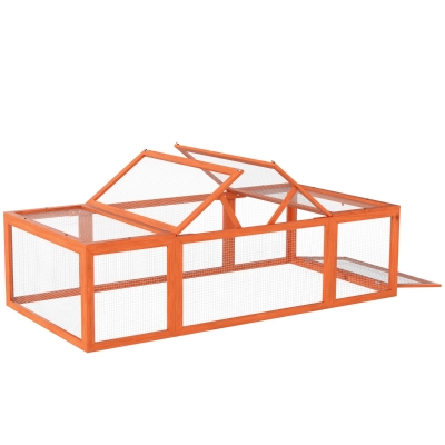 PawHut Clapier lapin extérieur cage cochon d'Inde toit ouvrable et portes verrouillables 180 x 90 x 48 cm jaune