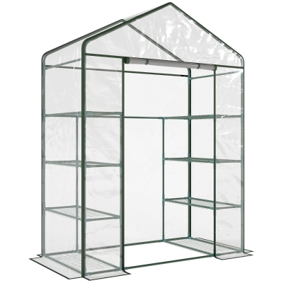 Outsunny Metal Frame Walk in Grow Herb Plant Portable Greenhouse Transparent 143 L x 73W x 195H cm