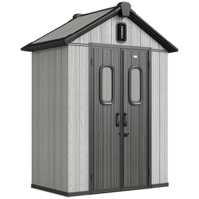 Outsunny Capanno da Giardino con Doppie Porte, Grigio