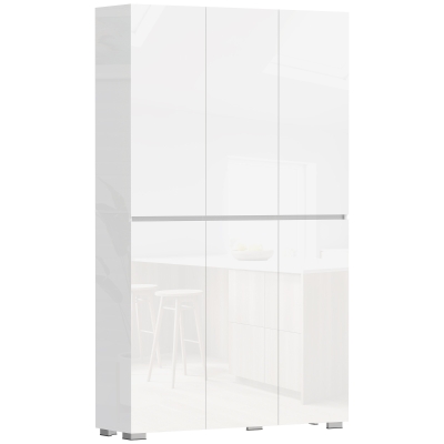 HOMCOM Buffet Haut Cuisine 6 Portes Blanc Brillant Étagères Ajustables