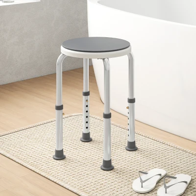 HOMCOM Tabouret Douche Pivotant 360° Réglable Aluminium